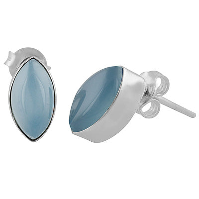 Aqua Chalcedony 925 Sterling Silver Studs - R6100199-197