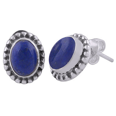 925 Sterling Silver Lapis Stud Earrings - R6100397-52