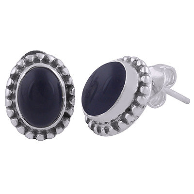 925 Sterling Silver Black Onyx Stud Earrings - R6100397-58