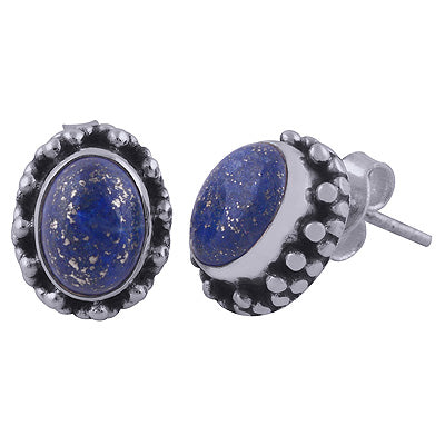 925 Sterling Silver Lapis Stud Earrings - R6100407-27