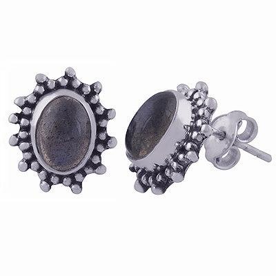 925 Sterling Silver Labradorite Stud Earrings - R6100409-45