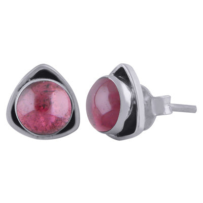 Gorgeous Gemstone Around Garnet Round Shape 925 Sterling Solid Silver Stud Earrings - R6100446-106