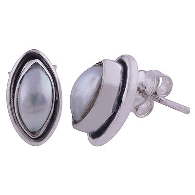 925 Sterling Silver Pearl Stud Earrings - R6100457-1