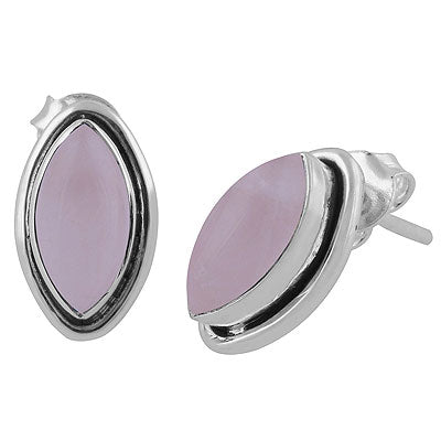 Stunning Oxidised Gemstones Around Rose Quartz Marquise Shape 925 Sterling Solid Silver Studs Earrings - R6100512-14