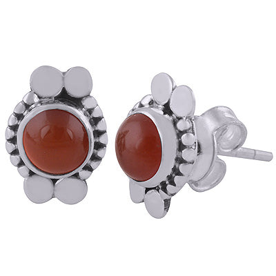 925 Sterling Silver Carnelian Stud Earrings - R6100534-6