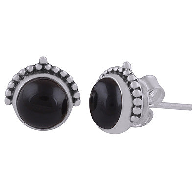 925 Sterling Silver Black Onyx Stud Earrings - R6100544-8