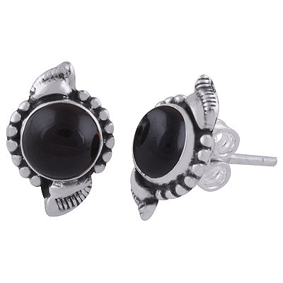 925 Sterling Silver Black Onyx Stud Earrings - R6100546-10