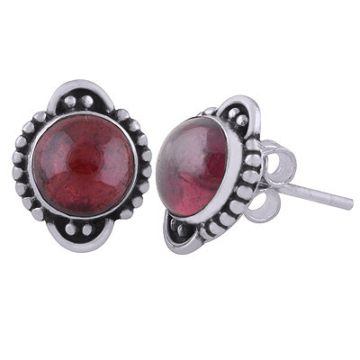 925 Sterling Silver Garnet Stud Earrings - R6100559-2