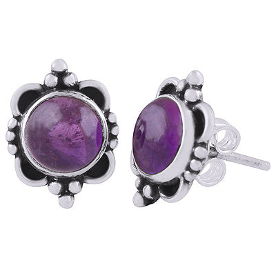 2.6gram Amethyst Cabochon Stone Studs - R6100569-1