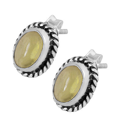Authentic Wire Work Around Peridot Oval Shape 925 Sterling Solid Silver Studs Earrings - R6100634-2