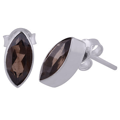Gorgeous Seated Gemstone Smoky Topaz Marquise Shape 925 Sterling Solid Silver Stud Earrings - R6500299-99