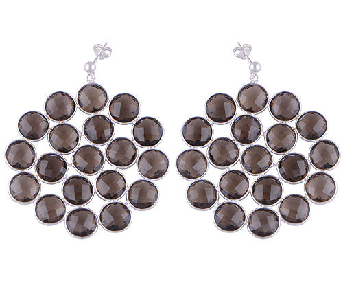 925 Sterling Silver Smoky Topaz Stud Earrings - R6500411-6