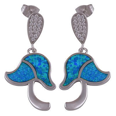 4.6gram Opal, White Cubic Zirconia Silver Earrings - R6500529-1