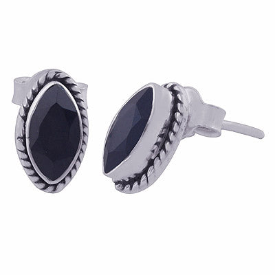 925 Sterling Silver Black Onyx Stud Earrings - R6500679-40