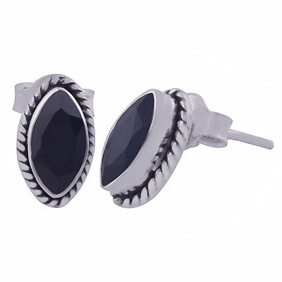 Authentic Wire Work Around Black Onyx Marquise Shape 925 Sterling Solid Silver Studs Earrings - R6500679-72