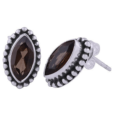 925 Sterling Silver Smoky Topaz Stud Earrings - R6500680-33