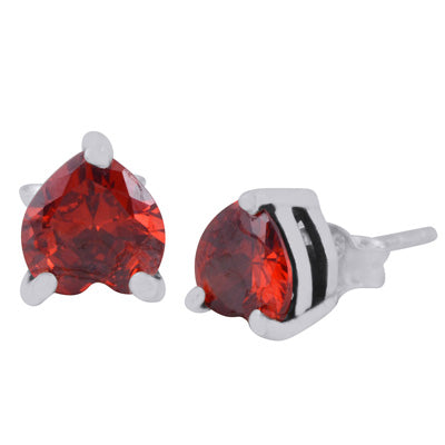 Beautiful Heart Shaped Gemstone Cubic Zirconia 925 Sterling Solid Silver Studs Earrings - R6500713-2