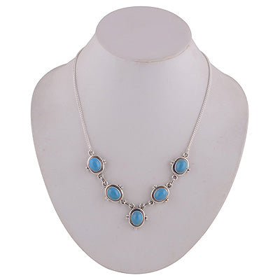 Turquoise 925 Sterling Solid Silver Necklace - R6800000-121