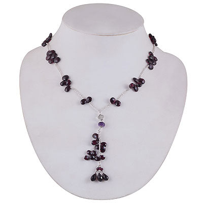 Gorgeous Multiple Color Gemstone Amethyst,Garnet,Crystal Pear,Round Shape 925 Sterling Solid Silver Necklace - R6800004-13