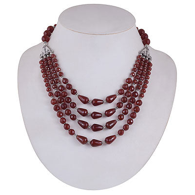 Gorgeous Gemstone Beads Carnelian Pear,Round Shape 925 Sterling Solid Silver Necklace - R6800004-17