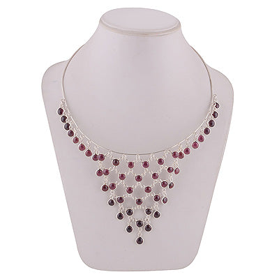 Magnificent Loaded with Gemstones Garnet Round Shape 925 Sterling Solid Silver Necklace - R6800009-10