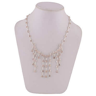 Magnificent Gemstones Hanging Rose Quartz Round Shape 925 Sterling Solid Silver Necklace - R6800009-22