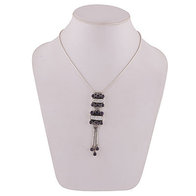Stunning Necklace Loaded with Gemstones Amethyst,Shell Irregular Shape 925 Sterling Solid Silver Necklace - R6800010-9