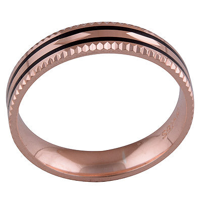 Rose Gold Plated Plain 925 Sterling Silver Ring - R7004-20