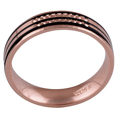 Rose Gold Plated Plain 925 Sterling Silver Ring - R7005-1
