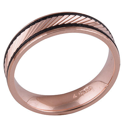 Rose Gold Plated Plain 925 Sterling Silver Ring - R7007-6