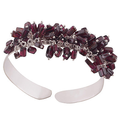 Gorgeous loaded with Gemstones Garnet Rectangle Shape 925 Sterling Solid Silver Bangle - R7100001-39