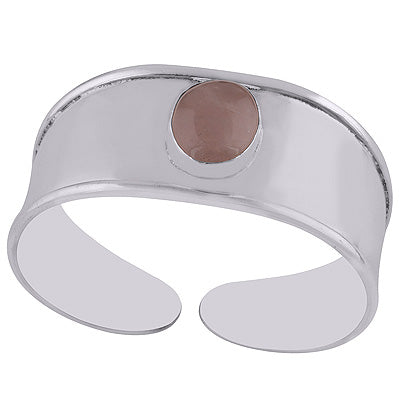 Bold Beautifully Designed Rose Quartz Oval Shape 929 Sterling Solid Silver Bangle - R7100003-14