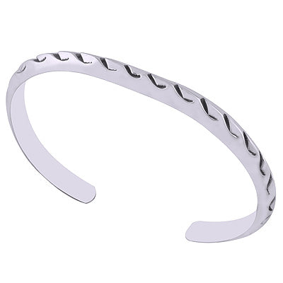 Beautiful Lines Engraved on 925 Sterling Solid Silver Bangle - R7100011-7