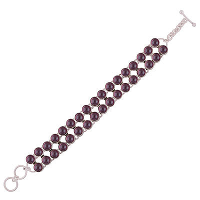 Stunning Loaded with Multiple Gemstones Garnet Round Shape 925 Sterling Solid Silver Bracelet - R7400001-81