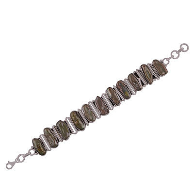 Stunning Loaded with Gemstones Shell Irregular Shape 925 Sterling Solid Silver Bracelet - R7400003-13