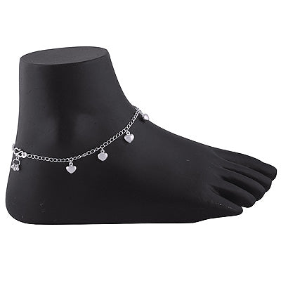 Stunning Hanging Charm Plain 925 Sterling Solid Silver Anklet - R7600086-1