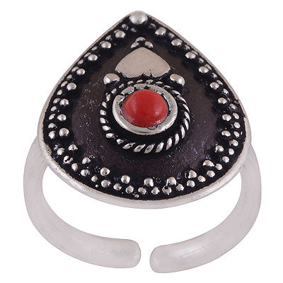 Beautifully Handcrafted Rawa Work Around Coral Round Shape 925 Sterling Solid Silver Toe Rings - R8000068-2