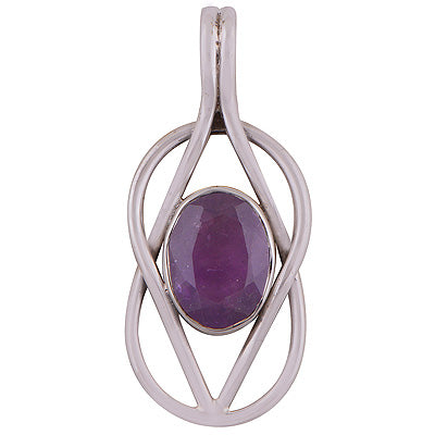Elegant Design Around Amethyst Oval Shape 925 Sterling Solid Silver Pendant - R8400000-1104