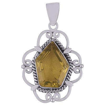 Stunning Handwork Around Lemon Topaz Pear Shape 925 Sterling Solid Silver Pendant - R8400000-908