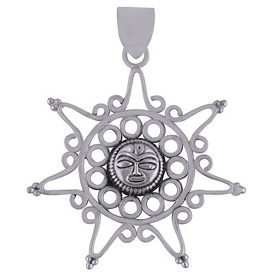 Gorgeous Sun Engraved Plain 925 Sterling Solid Silver Pendant - R8400001-441