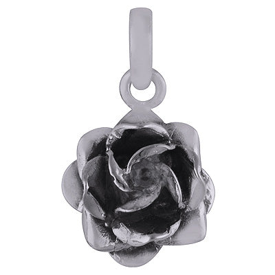 Beautiful Rose Flower Plain 925 Sterling Solid Silver Pendant - R8400001-499