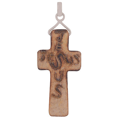 Jesus Embossed Cross Charm Bone Face Bone Face 925 Sterling Solid Silver Cross Pendant - R8400003-11