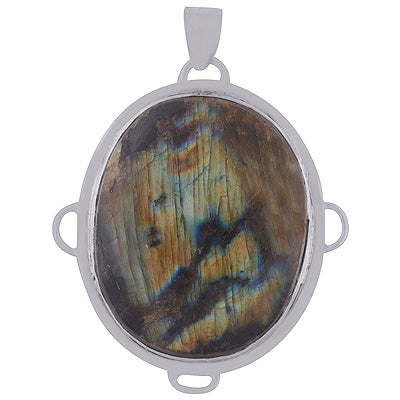 Stunning Gemstone Labradorite Oval Shape 925 Sterling Solid Silver Pendant - R8400011-6