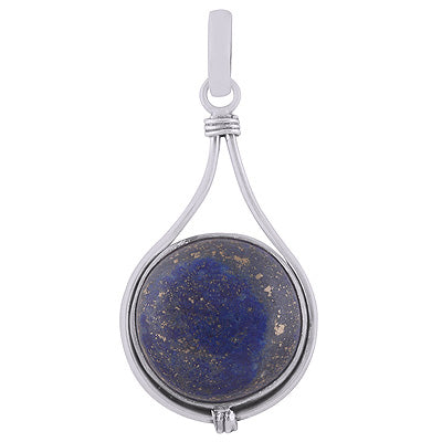 Beautiful Wire Work Around Lapis Round Shape 925 Sterling Solid Silver Pendant - R8400011-9