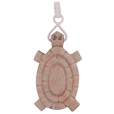 Beautifully Carved out Turtle Out Of Bone Bone Face Fancy Shape 925 Sterling Solid Silver Pendant - R8400014-1