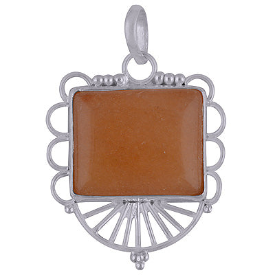 Stunning Handwork Around Yellow Aventurine Rectangle Shape 925 Sterling Solid Silver Pendant - R8400017-16