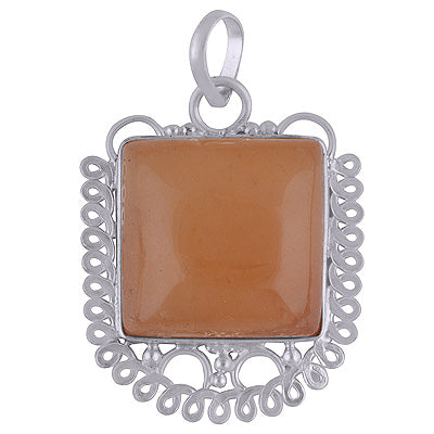 Elegant Wire Work Around Yellow Aventurine Square Shape 925 Sterling Solid Silver Pendant - R8400017-17
