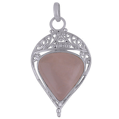 Elegant Wire Work Around Rose Quartz Pear Shape 925 Sterling Solid Silver Pendant - R8400017-22