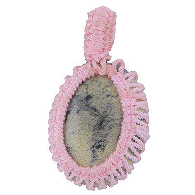 Authentic Thread Braided Setting Around Canadian Jade Oval Shape Thread Pendant - R8400025-7