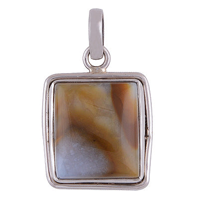 Alluring Seated Gemstone Agate Square Shape 925 Sterling Solid Silver Pendant - R8400029-13